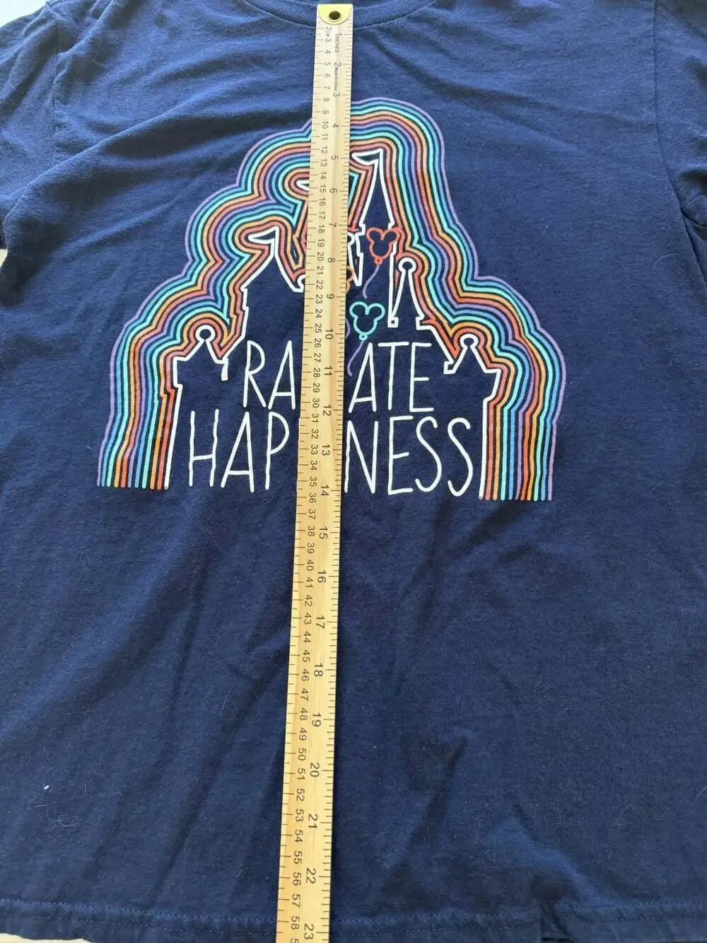 Disney Radiate Happiness Rainbow Castle T Shirt Unisex M Navy Mickey Balloons